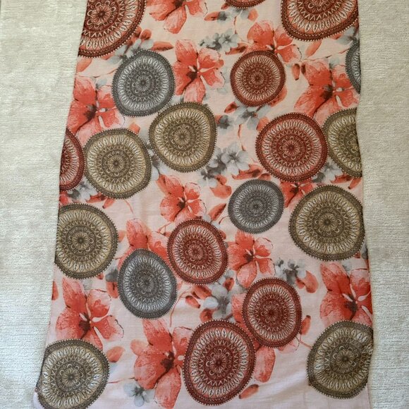 Floral Print Sheer Scarf Wrap Shawl Scarf Rectangle 71in x 29in - Picture 8 of 8